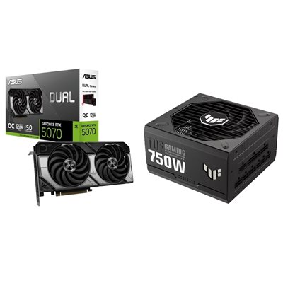 Asus DUAL-RTX5070-O12G + TUF-GAMING-750G -tuotepaketti