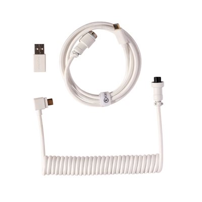Keychron Coiled Aviator Cable 8K - Angled, näppäimistön kierrekaapeli, valkoinen