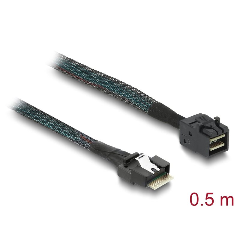 DeLock Slim SAS SFF-8654 4i -> Mini SAS HD SFF-8643 -kaapeli, 50cm, musta