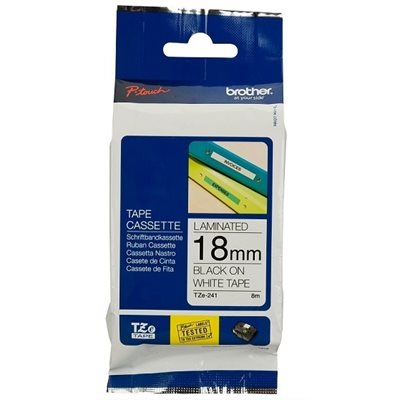 Brother TZE241 18mm, Black on White, alkuperäinen