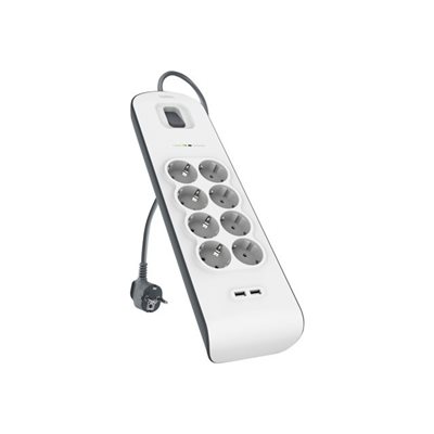 Belkin Surge Plus, ylijännitesuoja kahdeksalla pistokkeella, kaksi USB-porttia