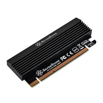 SilverStone ECM23, M.2 SSD -> PCIe x4(x16) -sovitinkortti jäähdyttimellä