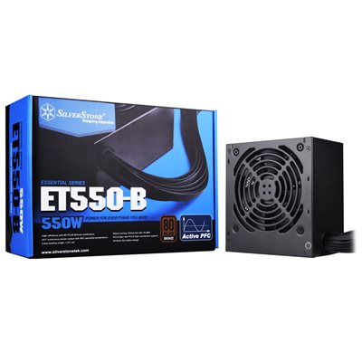 SilverStone 550W ET550-B, ATX-virtalähde, 80 Plus Bronze, musta