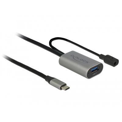 DeLock 3.2 Gen1 USB-C -jatkokaapeli, aktiivinen, USB-C -> USB-A, 5m, musta