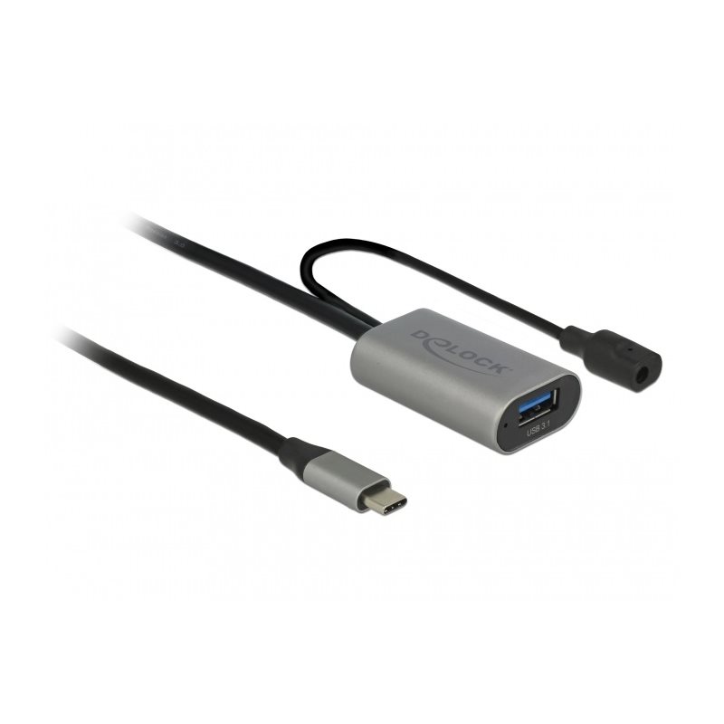 DeLock 3.1 Gen1 USB-C -jatkokaapeli, aktiivinen, USB-C -> USB-A, 5m, musta