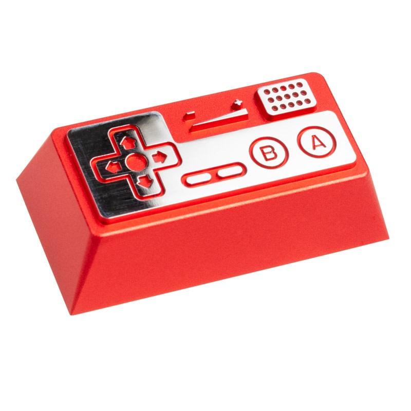 ZOMOPLUS Aluminium Keycap - Retro Gamepad II -näppäinhattu, punainen/hopea