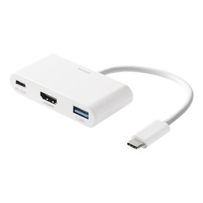 Deltaco 3.2 Gen1 USB-C 3-in-1 -telakka, valkoinen
