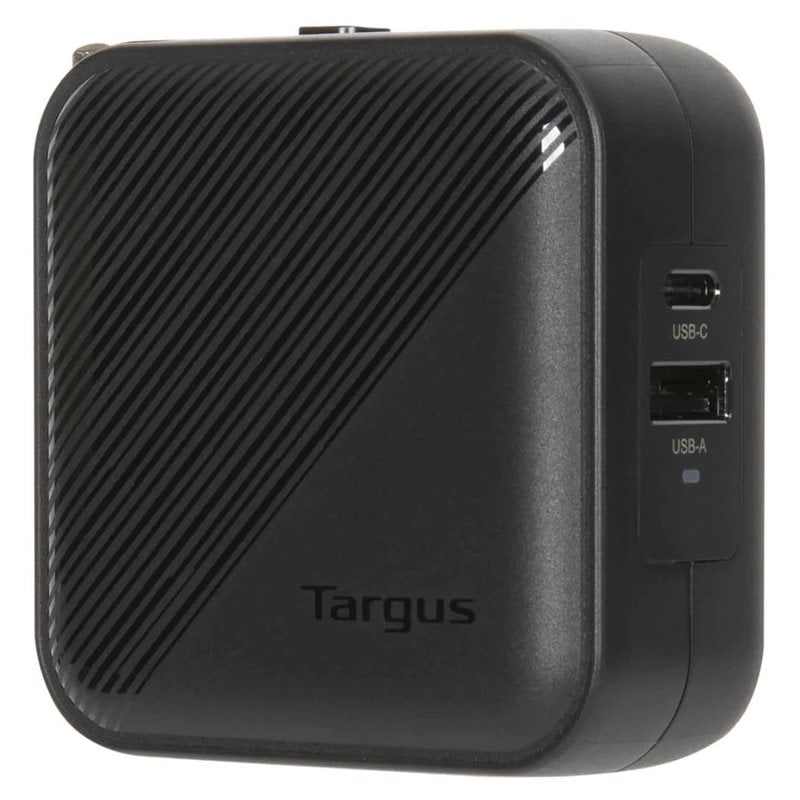 Targus 65W GaN USB-C/A -verkkovirtalaturi, musta