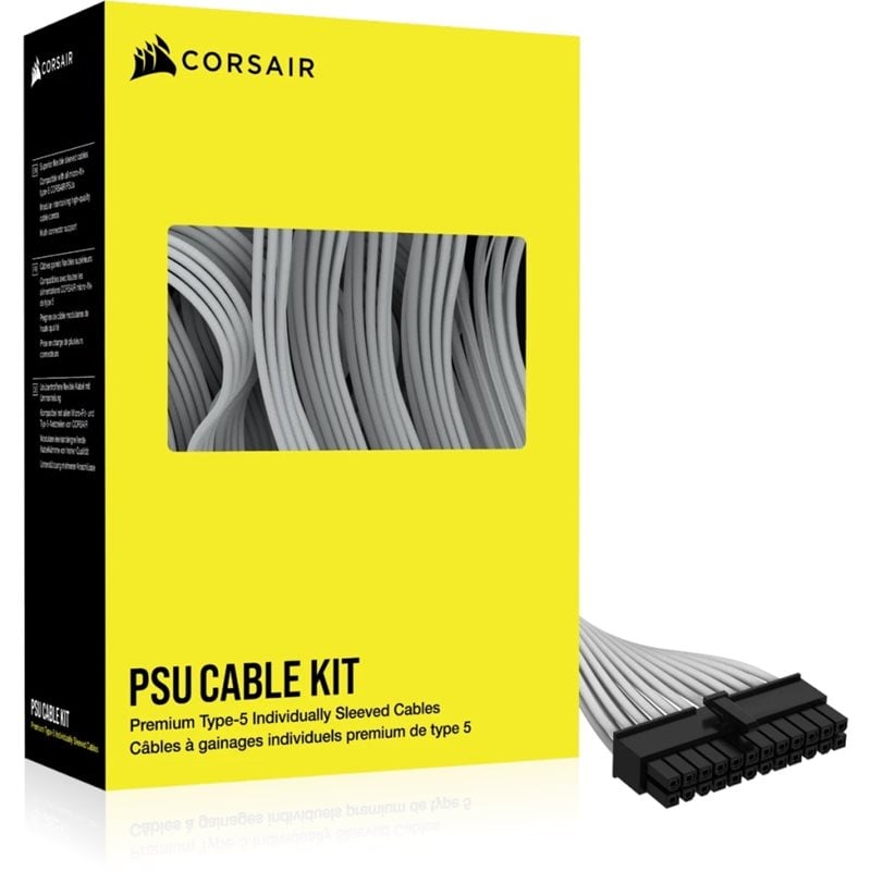 Corsair Premium Individually Sleeved Type-5 PSU Cables Starter Kit -kaapelisarja, valkoinen