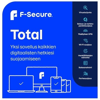 F-Secure Total -tilauslisenssi, 1 vuosi, 1 laite, e-key