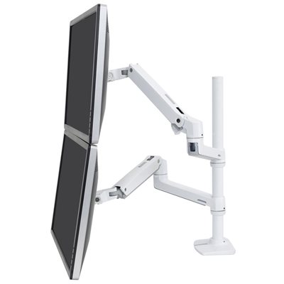 Ergotron ≤40" x2-4 LX Dual Stacking Arm Tall Pole, näyttövarsi pöydälle 2-4 näytölle, valkoinen