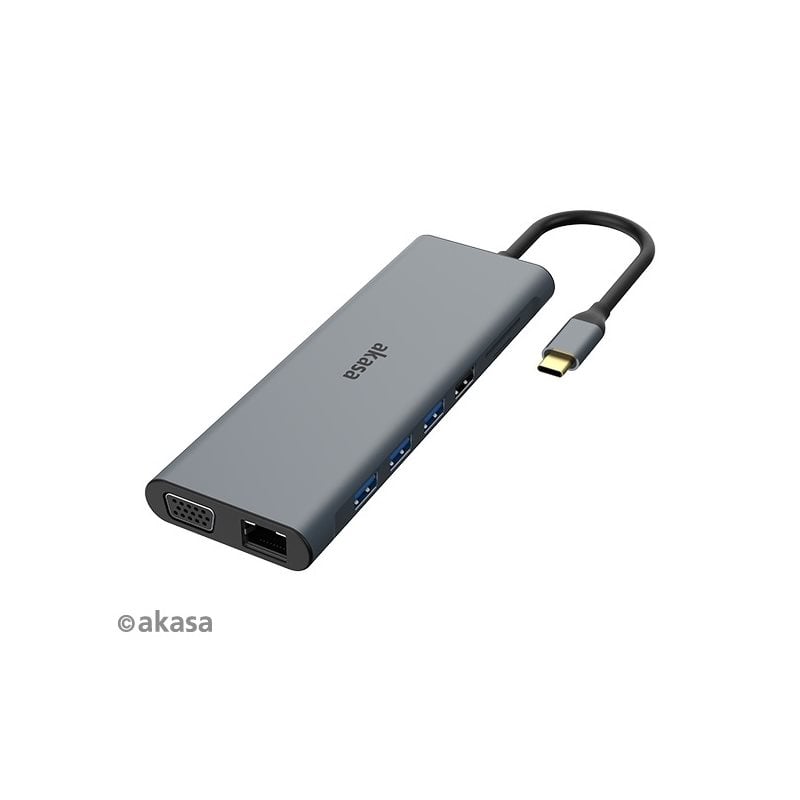 Akasa (Outlet) 3.2 Gen1 USB-C 14-in-1 -telakka, harmaa