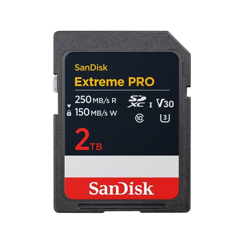 Sandisk 2TB Extreme Pro, SDXC -muistikortti, UHS-I V30 U3, 250/150 MB/s