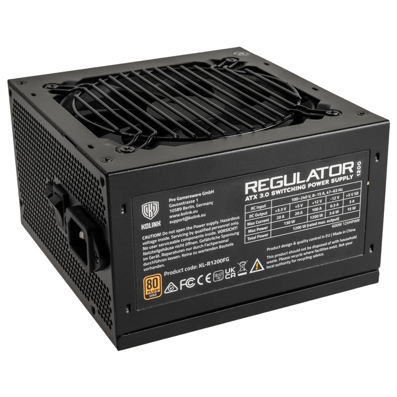 Kolink (Outlet) 1200W REGULATOR, ATX-virtalähde, PCIe 5.0, 80 Plus Gold, musta