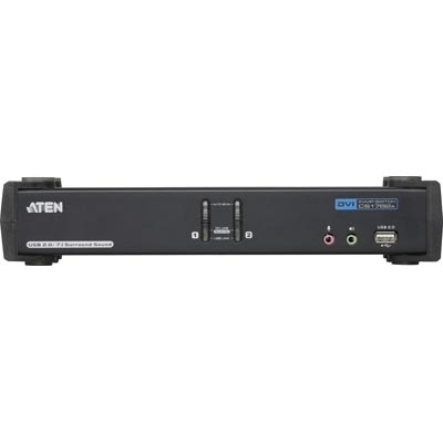 Aten KVM-kytkin, 1 pääte ohjaa 2 tietokonetta, DVI  DL/USB, 2xUSB, 7.1