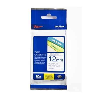 Brother TZE233 12 BLUE ON WHITE