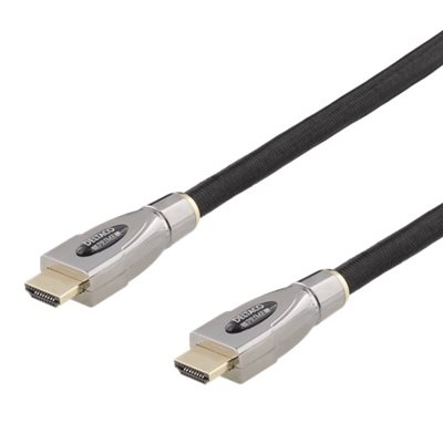 Deltaco 2.0 HDMI -näyttökaapeli, aktiivinen, punottu, 15m, musta