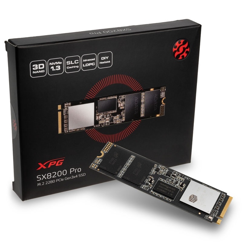 A-Data 512GB XPG SX8200 Pro NVMe SSD-levy, M.2 2280, PCIe 3.0, 3D TLC, 3500/2300 MB/s