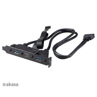 Akasa USB 3.2 Gen2 sisäinen adapterikaapeli, jossa USB-C + 2x USB-A -porttia, musta