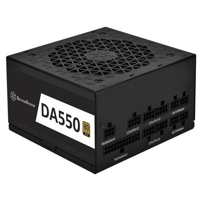 SilverStone 550W DA550 Gold, modulaarinen ATX-virtalähde, 80 Plus Gold, musta