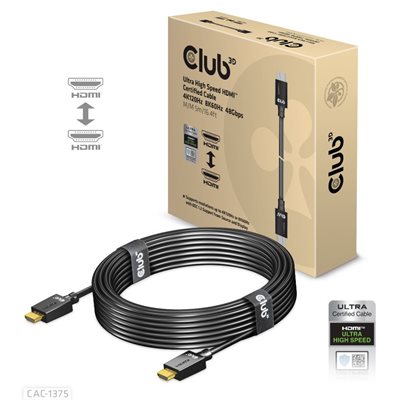 Club 3D 2.1 HDMI -näyttökaapeli, Ultra High Speed, 48Gbps, 4K120Hz/8K60Hz, 5m, musta