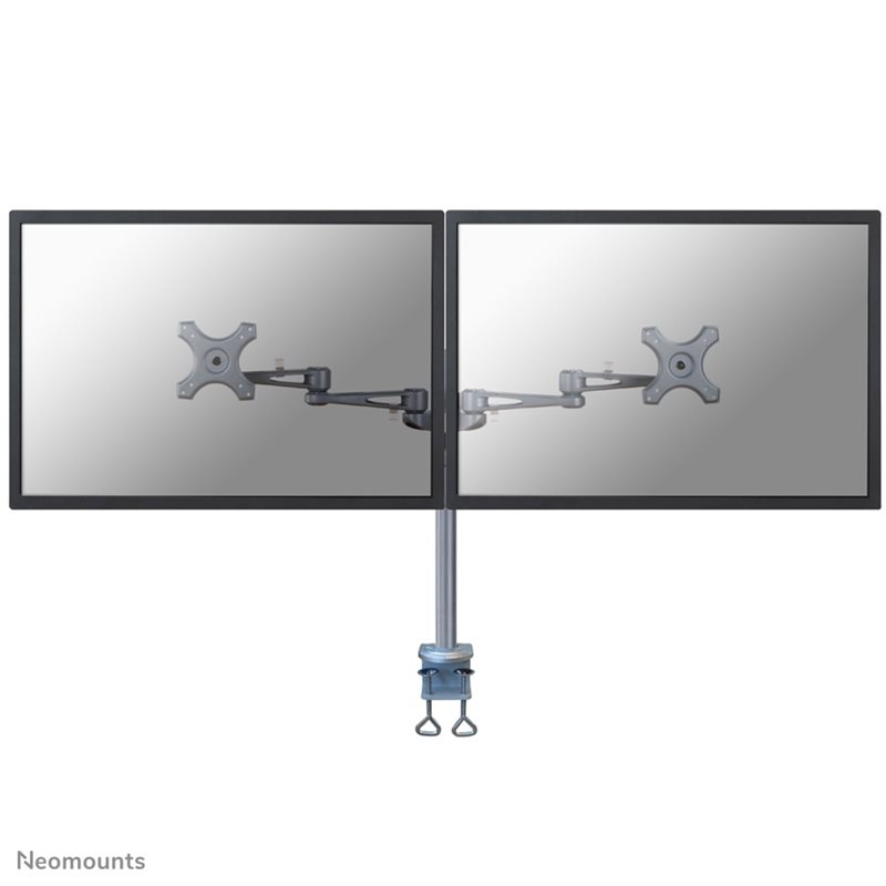 Neomounts by Newstar 14-27" x2 monitor desk mount, -pöytäteline kahdelle näytölle, hopea