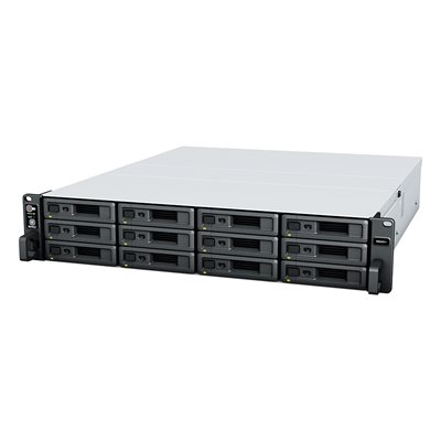 Synology RackStation RS2421+, räkkiasennettava 12-paikkainen NAS-asema, 2U, musta/harmaa