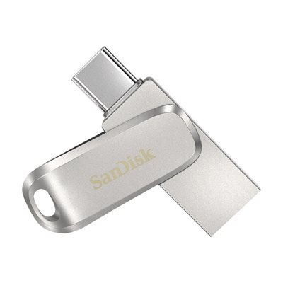 Sandisk 512GB Ultra Dual Drive Luxe, 3.2 Gen1 USB-A+C -muistitikku, 400 MB/s, hopea