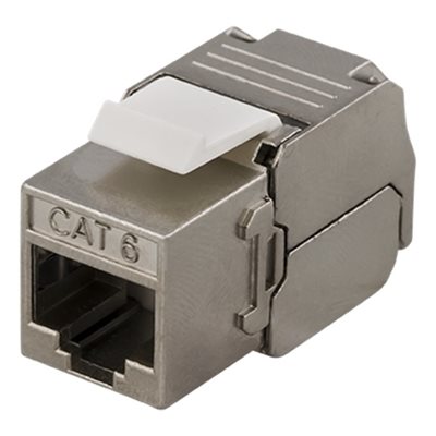 Deltaco FTP Cat6 suojattu Keystone-liitin, 22-26AWG, Tool-free, harmaa