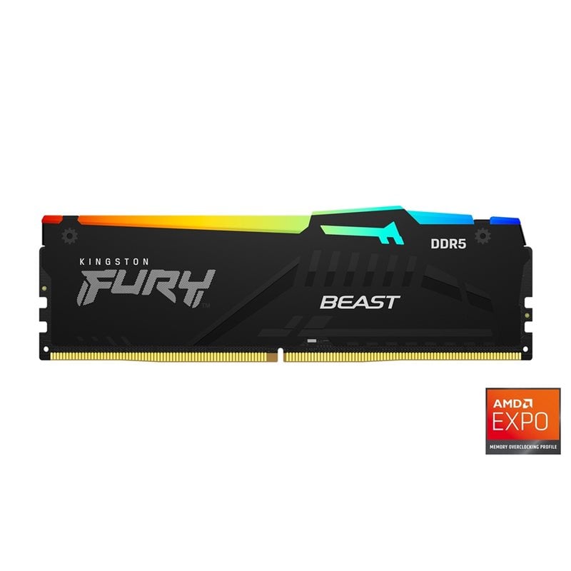 Kingston 32GB (1 x 32GB) FURY Beast DDR5 RGB, 6000MHz, CL36, 1.35V, musta