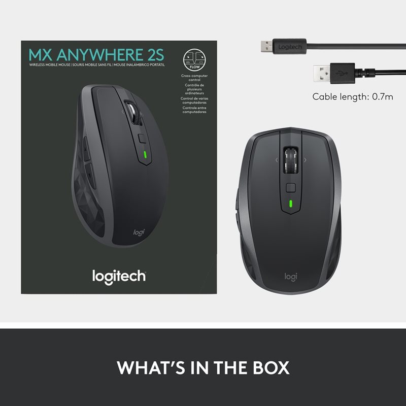 Logitech MX Anywhere 2S Bluetooth Edition, langaton hiiri, 4000 DPI, grafiitti - Kuva 2