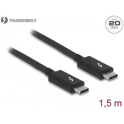 DeLock Thunderbolt 3 -kaapeli, 20Gbps, Cypress E-Marker, 2m,  musta