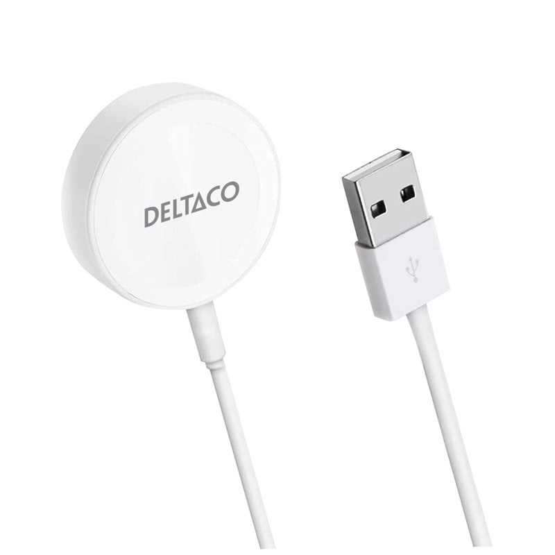Deltaco Apple Watch -latauskaapeli, USB-A, 1m, valkoinen