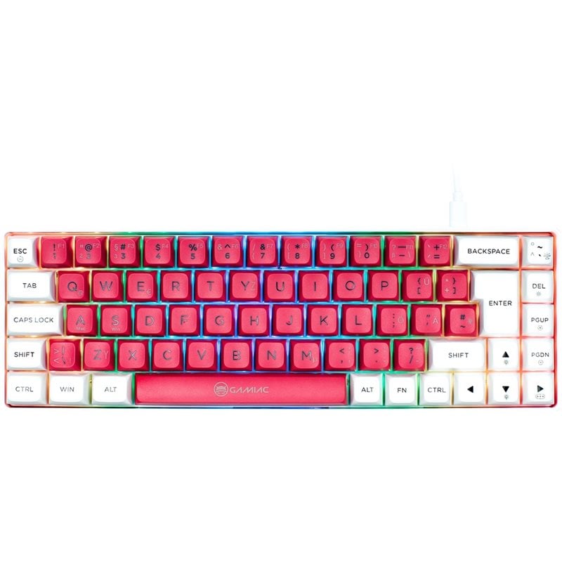 GAMIAC TKL69G, mekaaninen pelinäppäimistö, Kailh Red, valkoinen/punainen