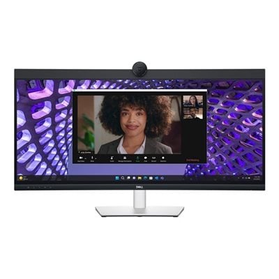Dell 34" P3424WEB, kaareva WQHD-videokonferenssimonitori, musta/hopea