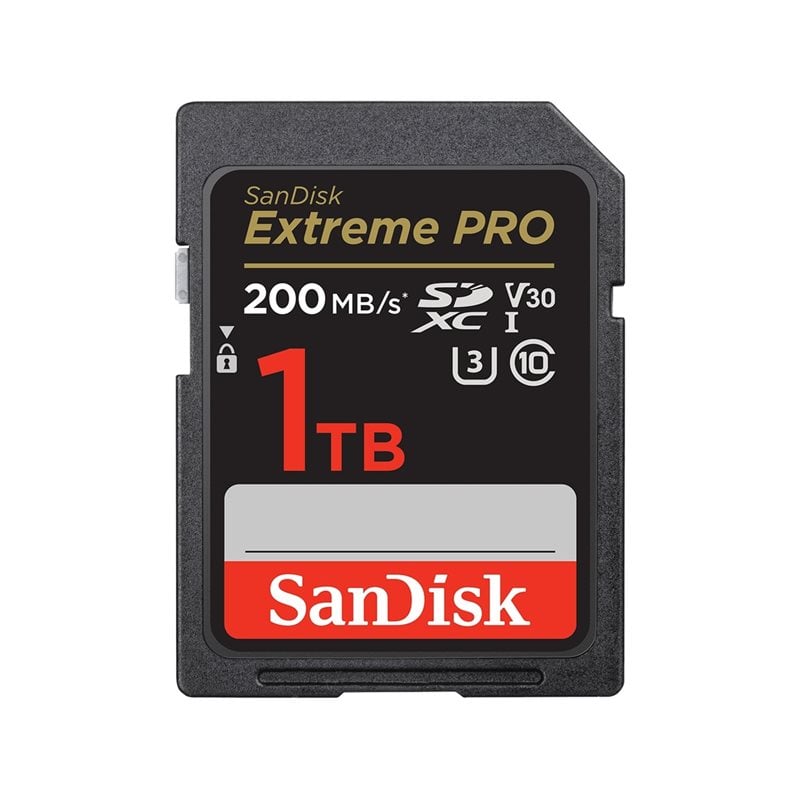 Sandisk 1TB Extreme Pro, SDXC -muistikortti, UHS-I V30 U3, 200/140 MB/s