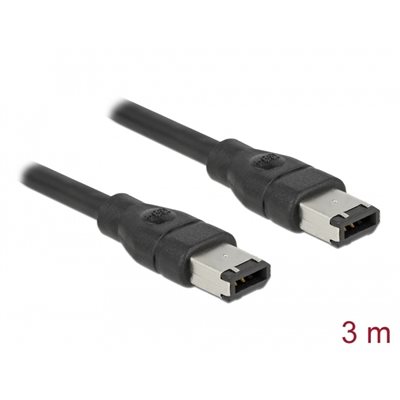 DeLock FireWire 6-pin -kaapeli, 3m, musta