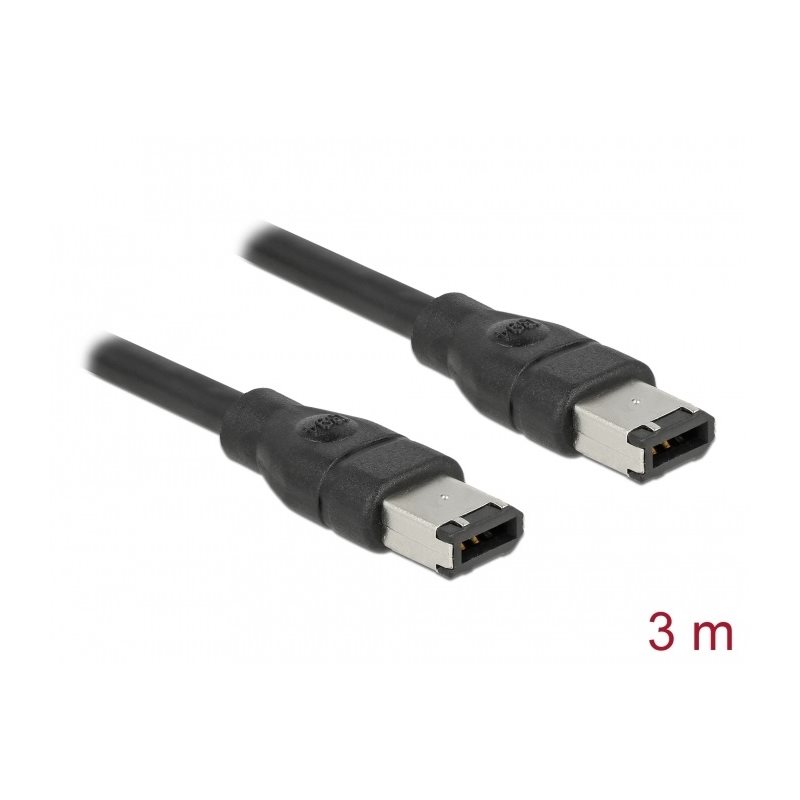 DeLock FireWire 6-pin -kaapeli, 3m, musta