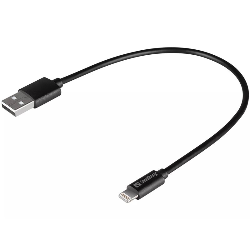 Sandberg USB-A - Lightning -kaapeli, 0,2m, musta