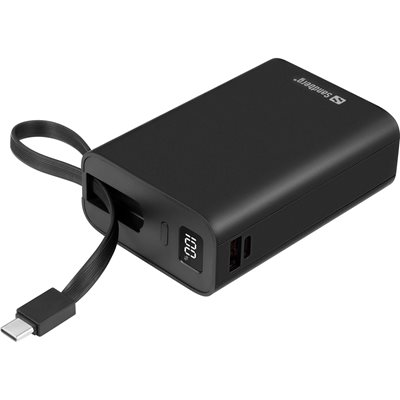 Sandberg 20 000 mAh Connect Powerbank, 2x USB-C PD 20W, USB-A 18W, musta