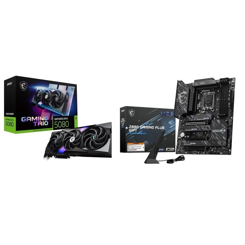 MSI GeForce RTX 5080 GAMING TRIO OC + Z890 GAMING PLUS WIFI -tuotepaketti