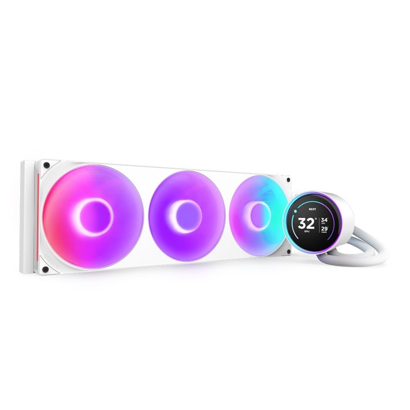 NZXT Kraken Elite V2 RGB 420, 420mm AIO-nestejäähdytysratkaisu prosessorille, valkoinen
