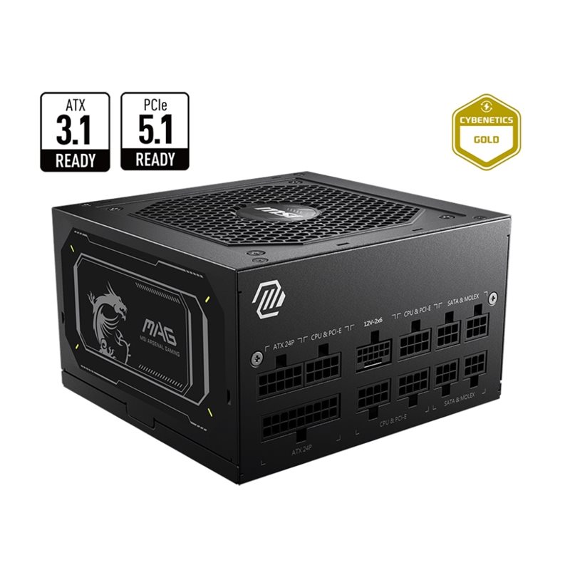 MSI MAG A750GL PCIE5 II, ATX-virtalähde, 80 plus Gold, musta