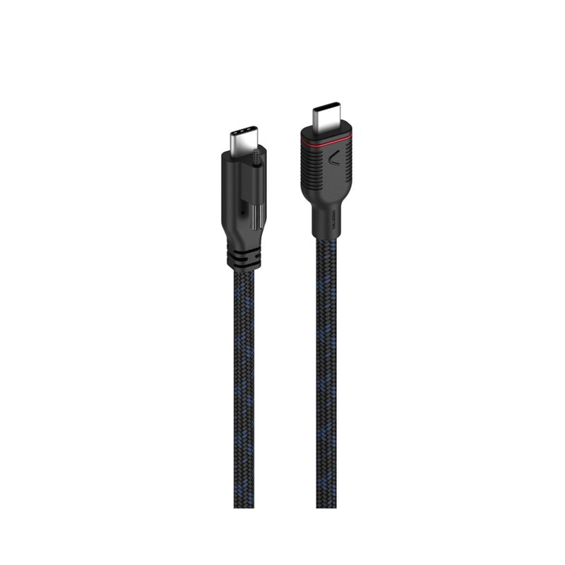 Unisynk 3.2 Gen2 lukittava USB-C -kaapeli, 240W, 10Gbps, 3m, musta