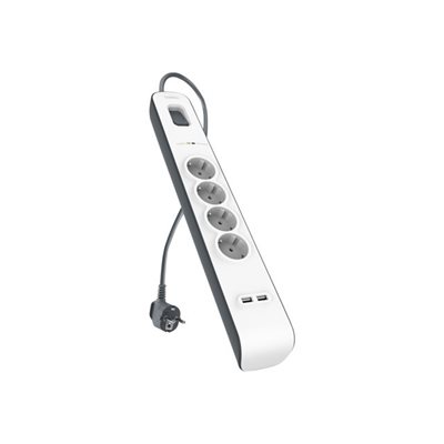 Belkin Surge Plus, ylijännitesuoja neljällä pistokkeella, kaksi USB-porttia