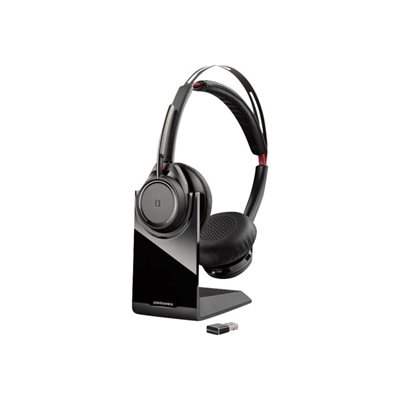 Poly Voyager Focus UC B825-M, Bluetooth kuulokkeet mikrofonilla, sisältää latausjalustan, musta