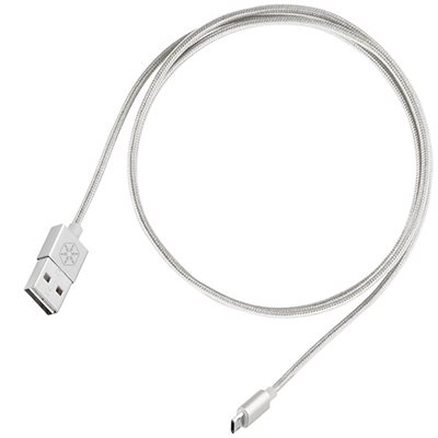 SilverStone CPU01S-500 Symmetrinen USB-A - symmetrinen USB Micro-B kaapeli, 0.5m punottu, hopea