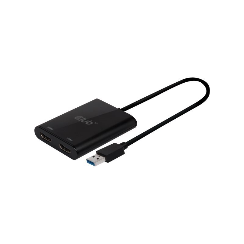 Club 3D USB-A - HDMI 2.0 Dual Monitor -adapteri, musta