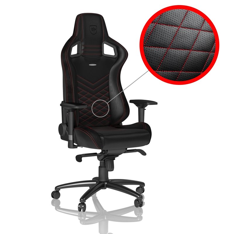 noblechairs EPIC Gaming Chair, keinonahkaverhoiltu pelituoli, musta/punainen