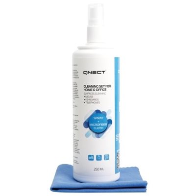 Qnect Cleaning Office Clean Set -toimiston puhdistussarja, sis. 250ml + mikrokuituliinan
